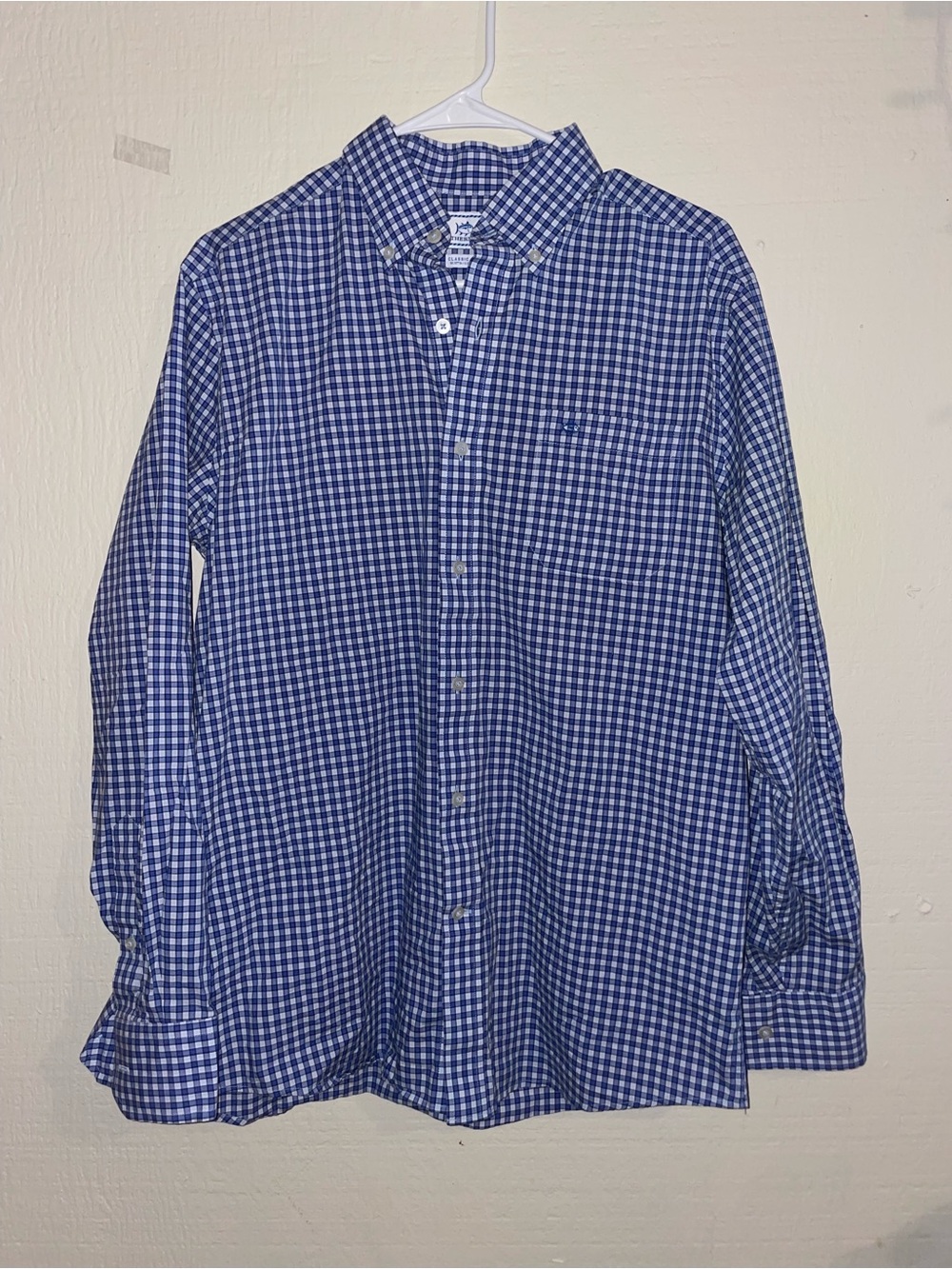 Bluefin Check Button Down Shirt by Southern Tide Men's Medium Blue Plaid Cotton